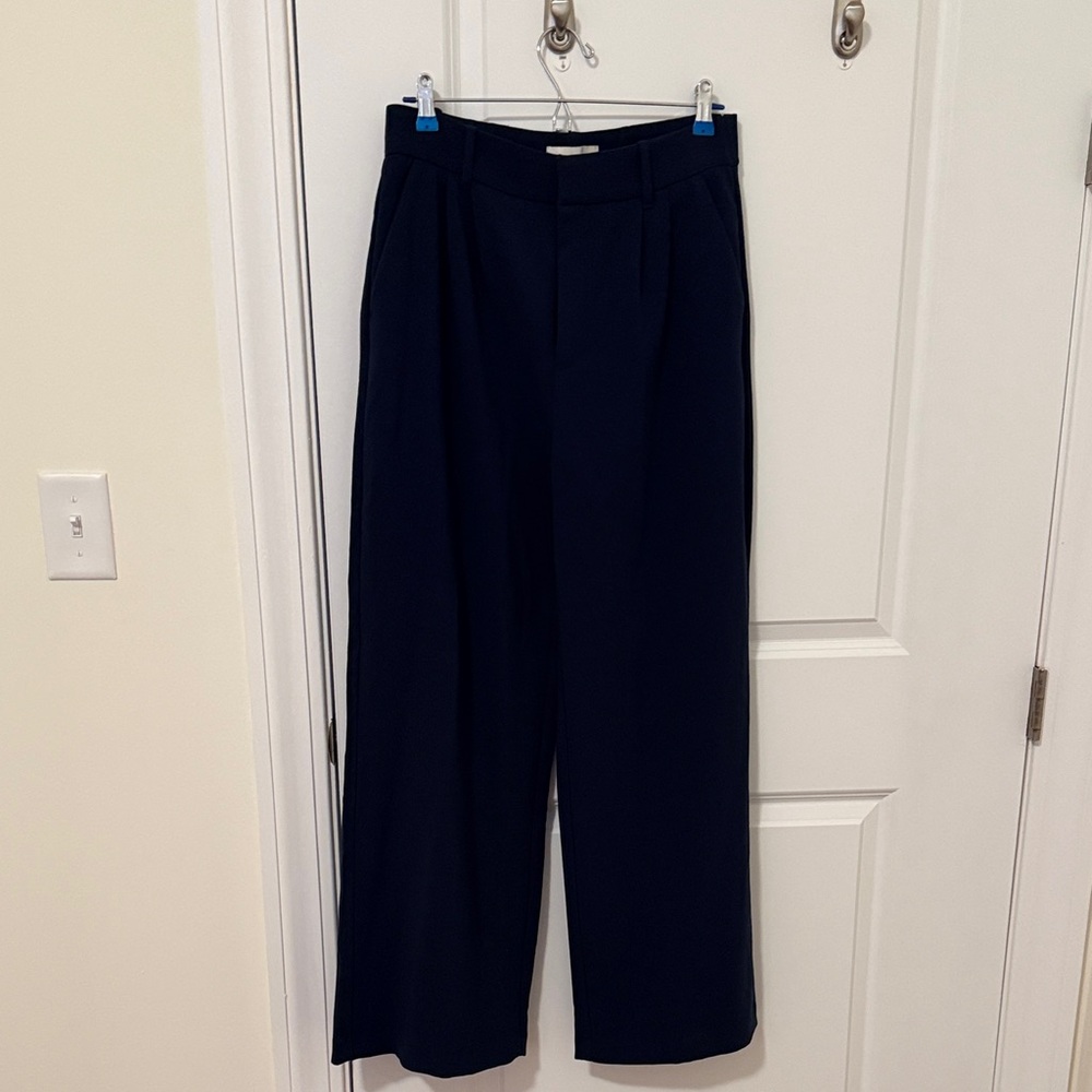 Abercrombie & Fitch Women's High Waisted Navy Trousers